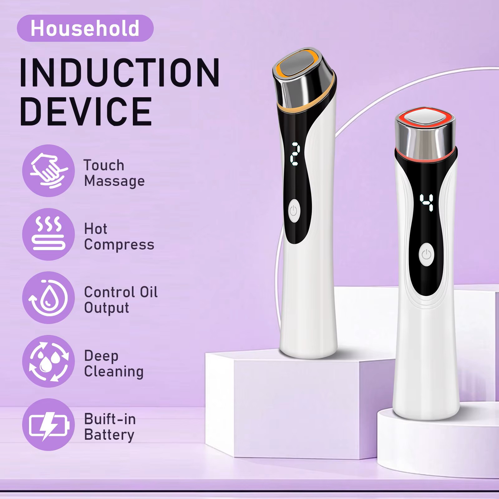 Household Induction Facial Wand – 4-in-1 Skincare Companion
