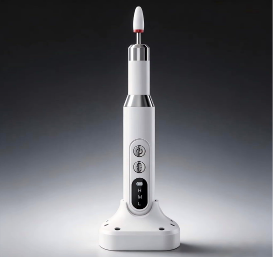 Cordless Electric Nail Drill – White & Silver Portable E‑File