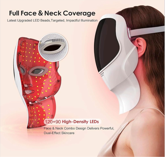 Dual-Zone LED Face & Neck Light Therapy Mask – 210 LED Premium System